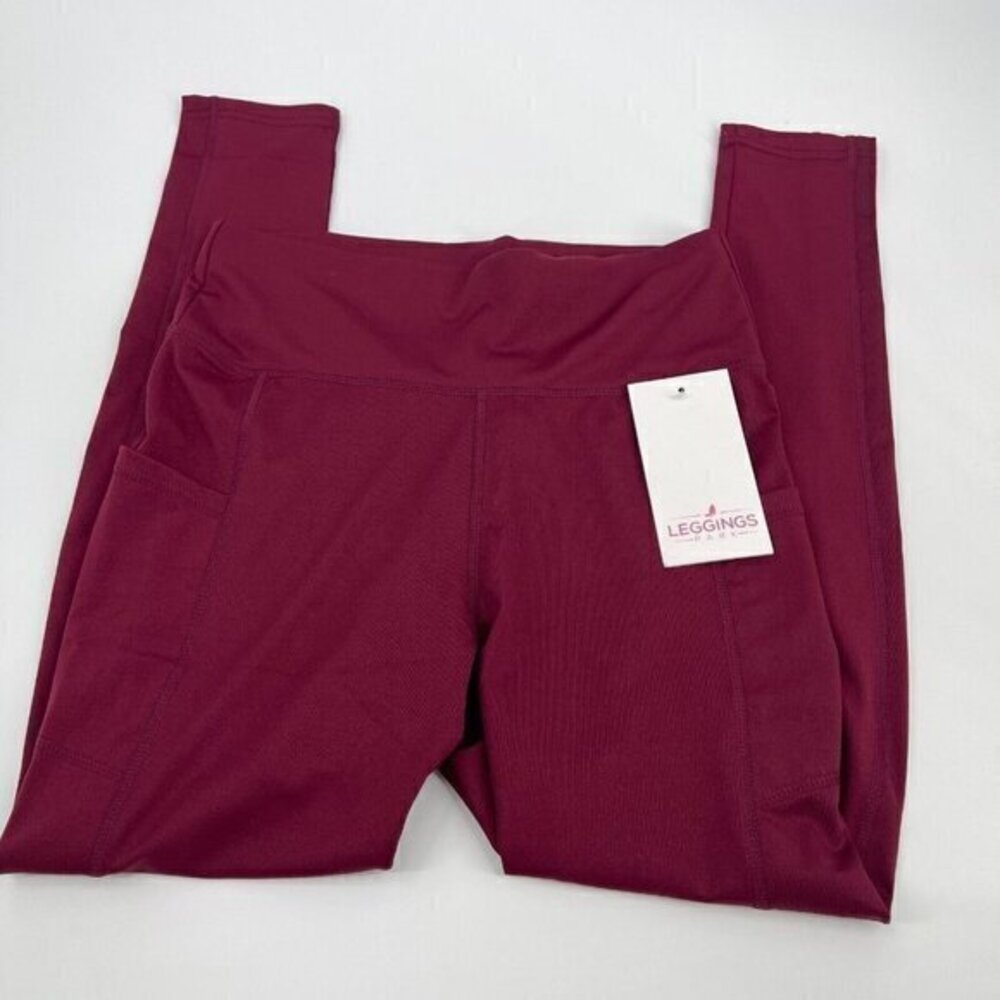 Leggings Park Small Medium Womens Red Casual Sporty Athletic Athleisure Pockets